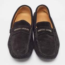 Giorgio Armani Black Suede Slip On Loafers Size 40