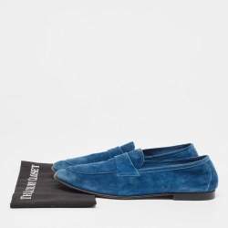 Giorgio Armani Blue Suede Penny Slip On Loafers Size 43