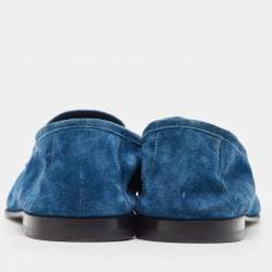 Giorgio Armani Blue Suede Penny Slip On Loafers Size 43