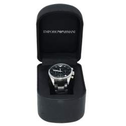 Pre Owned Emporio Armani Black Stainless Steel Rubber AR5868 Men's Wristwatch 38 mm