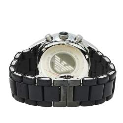 Pre Owned Emporio Armani Black Stainless Steel Rubber AR5868 Men's Wristwatch 38 mm