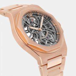 Pre Owned Girard Perregaux Laureato 81015-52-002-52A Automatic Grey 18k Rose Gold Men's Wristwatch 42 mm