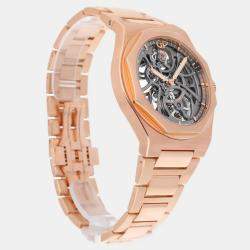 Pre Owned Girard Perregaux Laureato 81015-52-002-52A Automatic Grey 18k Rose Gold Men's Wristwatch 42 mm