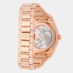 Pre Owned Girard Perregaux Laureato 81015-52-002-52A Automatic Grey 18k Rose Gold Men's Wristwatch 42 mm
