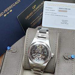 Pre Owned Girard Perregaux Laureato 81015-11-001-11A Automatic Skeleton Stainless Steel Men's Wristwatch 42 mm