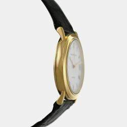 Pre Owned Girard Perregaux 30 Anni Fiat 47990 Automatic White 18k Yellow Gold Men's Wristwatch 34 mm