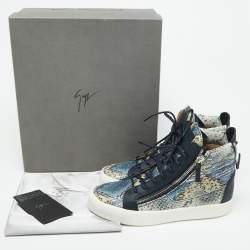 Pre Owned حذاء رياضي جوسيبي زانوتي جلد ثعبان متعدد الألوان بسلسلة مزدوجة عنق مرتفع مقاس 41.5