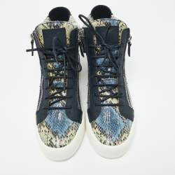 Pre Owned حذاء رياضي جوسيبي زانوتي جلد ثعبان متعدد الألوان بسلسلة مزدوجة عنق مرتفع مقاس 41.5