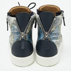 Pre Owned حذاء رياضي جوسيبي زانوتي جلد ثعبان متعدد الألوان بسلسلة مزدوجة عنق مرتفع مقاس 41.5