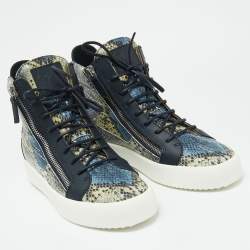 Pre Owned حذاء رياضي جوسيبي زانوتي جلد ثعبان متعدد الألوان بسلسلة مزدوجة عنق مرتفع مقاس 41.5