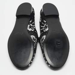 Giuseppe Zanotti Black/White Hand Print Suede Crystal Embellished Smoking Slippers Size 41.5