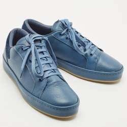 Giuseppe Zanotti Blue Leather and Suede GZ-City Sneakers Size 42.5