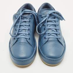 Giuseppe Zanotti Blue Leather and Suede GZ-City Sneakers Size 42.5