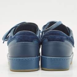 Giuseppe Zanotti Blue Leather and Suede GZ-City Sneakers Size 42.5
