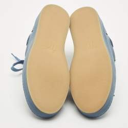 Giuseppe Zanotti Blue Leather and Suede GZ-City Sneakers Size 42.5