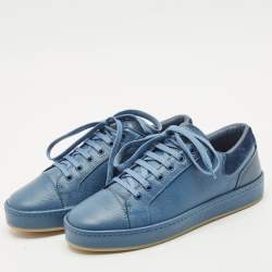 Giuseppe Zanotti Blue Leather and Suede GZ-City Sneakers Size 42.5