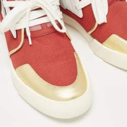 Giuseppe Zanotti Red/Gold Canvas And Leather Foxy London High Top Sneakers Size 45