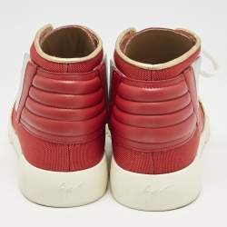 Giuseppe Zanotti Red/Gold Canvas And Leather Foxy London High Top Sneakers Size 45