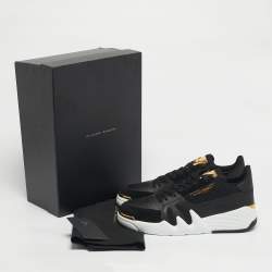 Pre Owned Giuseppe Zanotti Black Leather and Mesh Talon Sneakers Size 45