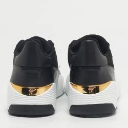 Pre Owned Giuseppe Zanotti Black Leather and Mesh Talon Sneakers Size 45