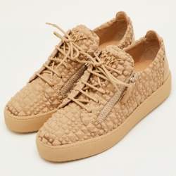 Pre Owned Giuseppe Zanotti Frankie Size 42 Beige Leather and Rubber Low Top Sneakers