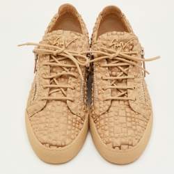 Pre Owned Giuseppe Zanotti Frankie Size 42 Beige Leather and Rubber Low Top Sneakers