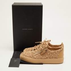 Pre Owned Giuseppe Zanotti Frankie Size 42 Beige Leather and Rubber Low Top Sneakers