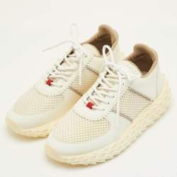 مملوكة مسبقًا Giuseppe Zanotti Urchin Size 42 Off White Leather and Mesh Low Top Sneakers