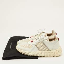مملوكة مسبقًا Giuseppe Zanotti Urchin Size 42 Off White Leather and Mesh Low Top Sneakers