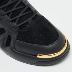 Pre Owned Giuseppe Zanotti Talon Size 44 Black Leather and Suede Lace Up Sneakers