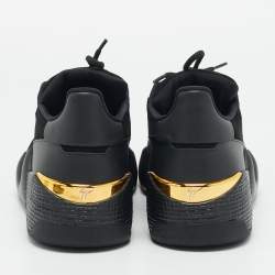 Pre Owned Giuseppe Zanotti Talon Size 44 Black Leather and Suede Lace Up Sneakers