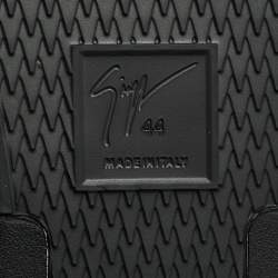 Pre Owned Giuseppe Zanotti Talon Size 44 Black Leather and Suede Lace Up Sneakers