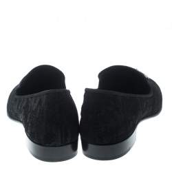 Pre Owned Giuseppe Zanotti Black Textured Suede Kramer Shark Tooth Smoking Slippers Size 40