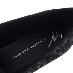 Pre Owned Giuseppe Zanotti Black Textured Suede Kramer Shark Tooth Smoking Slippers Size 40
