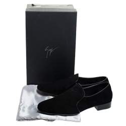 Pre Owned Giuseppe Zanotti Black Suede Cut Smoking Slippers Size 44