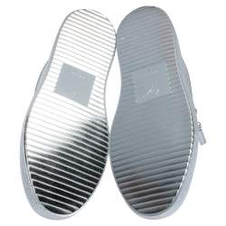 Pre Owned Giuseppe Zanotti Silver Patent Leather Double Zip Low Top Platform Sneakers Size 45