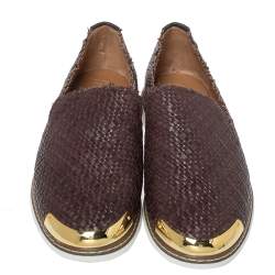 Pre Owned Giuseppe Zanotti Brown Woven Leather Slip On Sneakers Size 46