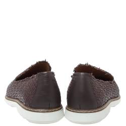 Pre Owned Giuseppe Zanotti Brown Woven Leather Slip On Sneakers Size 46