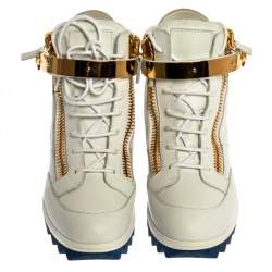 Pre Owned Giuseppe Zanotti White Leather Birel Vague High Top Sneakers Size 41