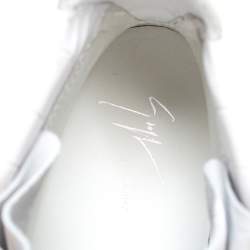 Pre Owned Giuseppe Zanotti White Croc Embossed Leather Coby High Top Sneakers Size 45