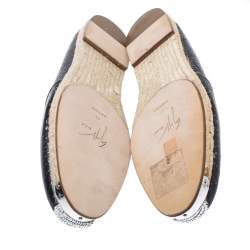 Pre Owned Giuseppe Zanotti Black Croc Embossed Leather Espadrille Flats Size 44