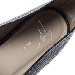 Pre Owned Giuseppe Zanotti Black Croc Embossed Leather Espadrille Flats Size 44