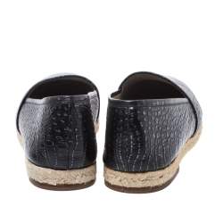 Pre Owned Giuseppe Zanotti Black Croc Embossed Leather Espadrille Flats Size 44