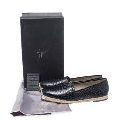Pre Owned Giuseppe Zanotti Black Croc Embossed Leather Espadrille Flats Size 44
