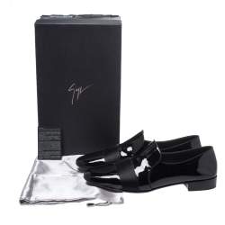 Giuseppe Zanotti Black Patent Leather Cummerbund Slip On Loafers Size 44