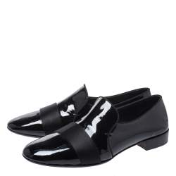 Giuseppe Zanotti Black Patent Leather Cummerbund Slip On Loafers Size 44