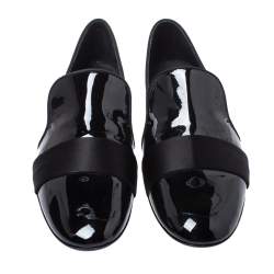 Giuseppe Zanotti Black Patent Leather Cummerbund Slip On Loafers Size 44
