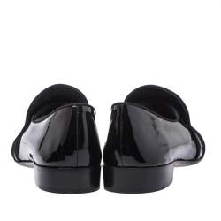 Giuseppe Zanotti Black Patent Leather Cummerbund Slip On Loafers Size 44