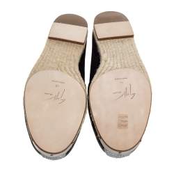 Giuseppe Zanotti Black Croc Embossed Leather and Suede Espadrille Flats Size 45