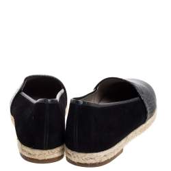Giuseppe Zanotti Black Croc Embossed Leather and Suede Espadrille Flats Size 45